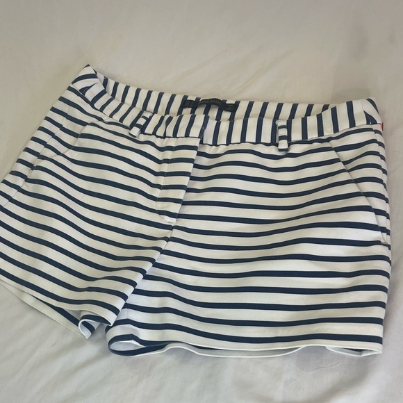 SOLD Zara Basic Womens Shorts Size Medium White Navy Striped - Picture 3 of 9